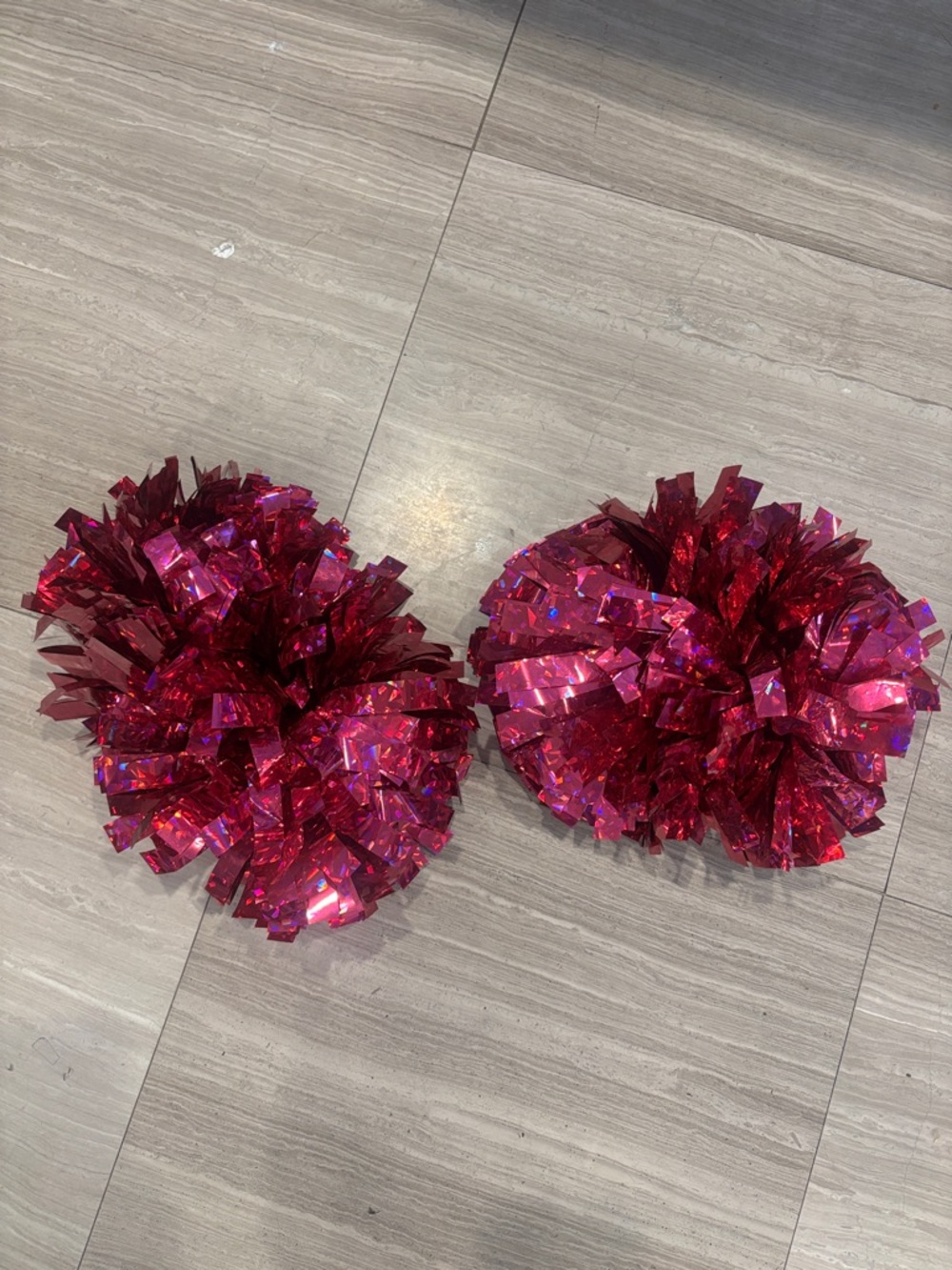 Set of Two Metallic Hot Pink Cheer Pom Poms